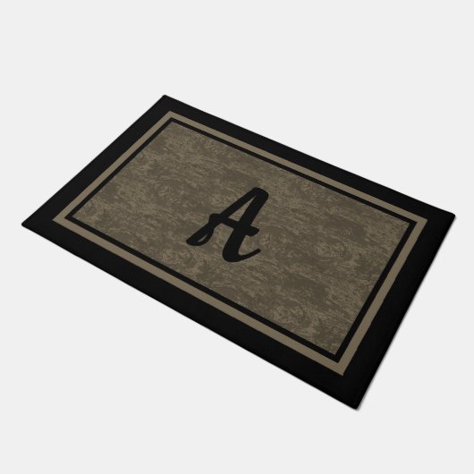 Grijs Hout Rustiek Custom Monogram Ontwerp Deurmat (Schuin)