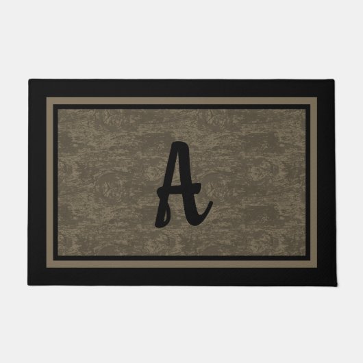 Grijs Hout Rustiek Custom Monogram Ontwerp Deurmat (Voorkant)