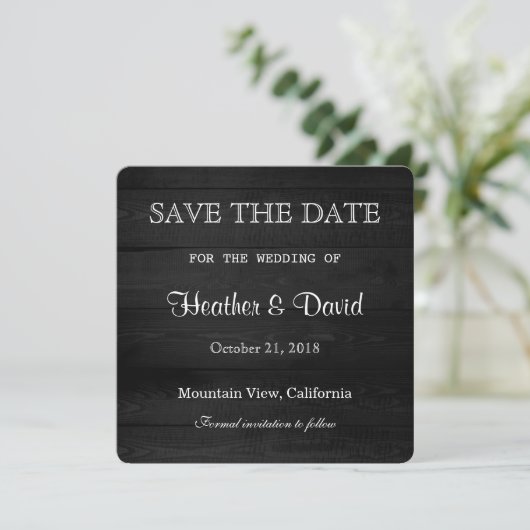 Grijs Houten Ontwerp sparen de Datum Bruiloft Save The Date (Staand voorkant)