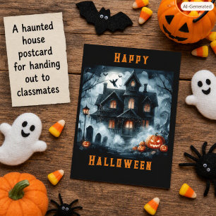 Grijs Huis Halloween AI Ansichtkaart Briefkaart