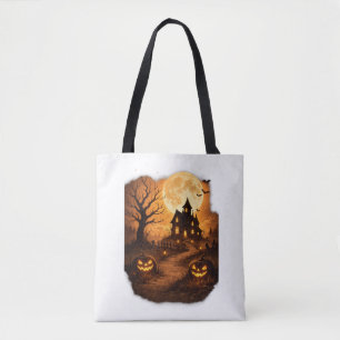 Grijs Huis Halloween Draagtas