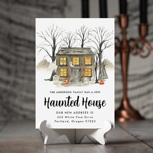 Grijs Huis Halloween Verhuisbericht Aankondiging