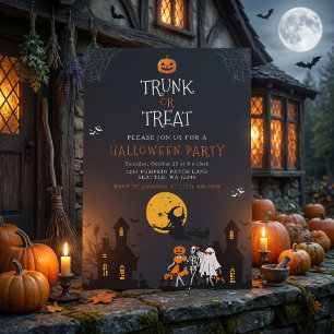 Grijs Huis Trunk or Treat Halloween Kaart