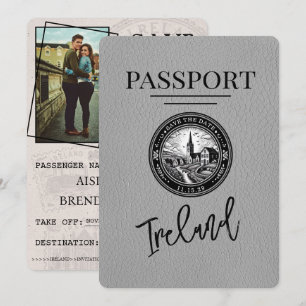 Grijs Ierland paspoort Bewaar de datum Save The Date