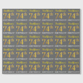 Grijs, Imitatie Goud Kijk "74e VERJAARDAG" Cadeaupapier (Vlak)