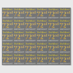 Grijs, Imitatie Goud look "72e VERJAARDAG" Cadeaupapier