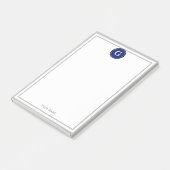 Grijs Ingelijste Ronde Marine 1I Monogram Post-it® Notes (Schuin)