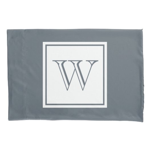 Grijs Initiaal Letter & White Square Kussensloop (Voorkant-Links)