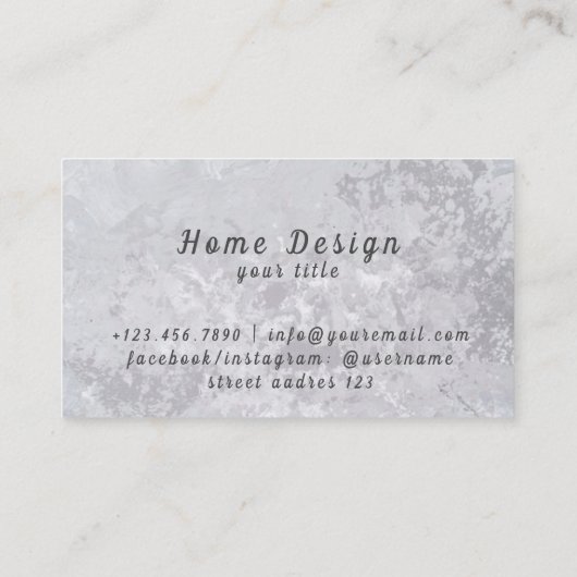 Grijs Inktpatroon Marmeren Textuur Steenpatroon Visitekaartje (Achterkant)