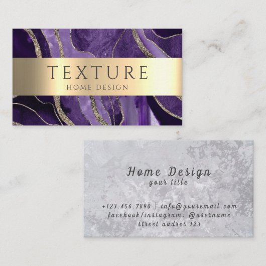 Grijs Inktpatroon Marmeren Textuur Steenpatroon Visitekaartje (Voorkant / Achterkant)