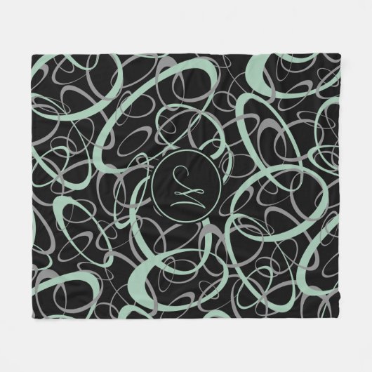 Grijs Jade grijs zwart mod retro loops patroon Fleece Deken (Voorkant (Horizontaal))