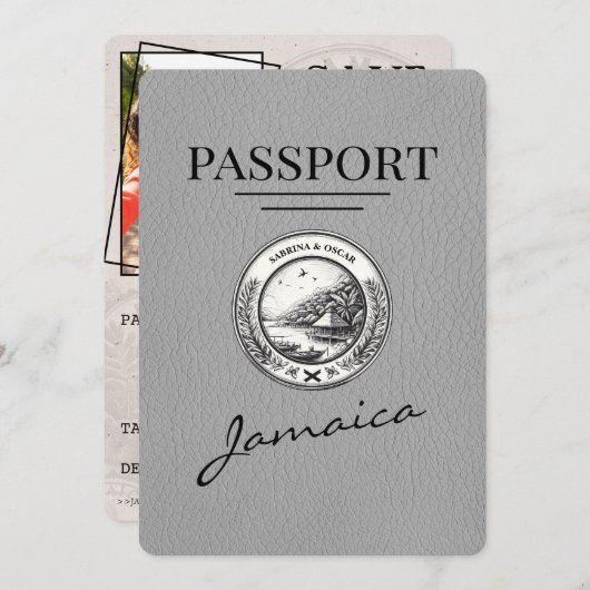 Grijs Jamaica paspoort Bewaar de datum Save The Date (Voorkant / Achterkant)