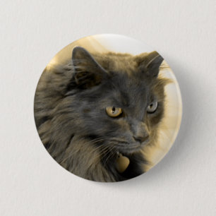 Grijs Kat IIII van Kerstmis Ronde Button 5,7 Cm