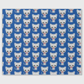 Grijs kat op blauw cadeaupapier (Vlak)