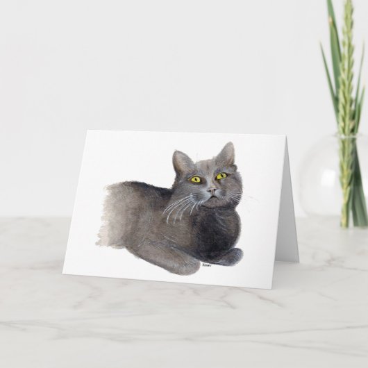 Grijs kat sympathie kaart (Voorkant)
