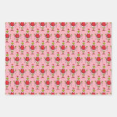 grijs kerstroze patroon inpakpapier vel (Voorkant 3)