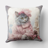 Grijs Kitten Roze Frilly Kleding Kussen (Achterkant)