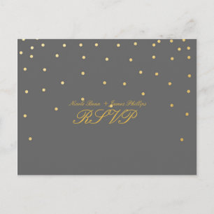 Grijs & Klein Goud Confetti RSVP Bruiloft Briefkaa Uitnodiging Briefkaart