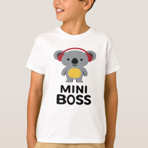 Grijs Koala Beer met hoofdtelefoon – Mini Boss T-shirt