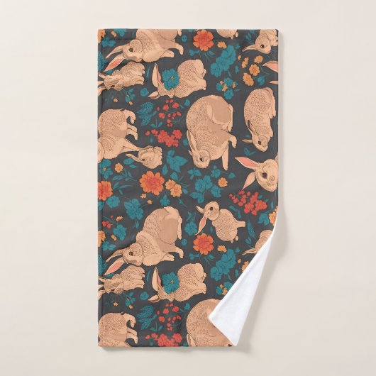 Grijs Konijnenmozaïek Kleurrijk Gepersonaliseerd P Bad Handdoek (Handdoek)