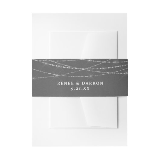 Grijs krijtbord & witte string lichten uitnodigingen wikkel (Voorkant Voorbeeld)