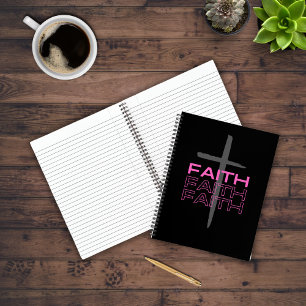 Grijs kruis met Roze Faith Word Notitieboek