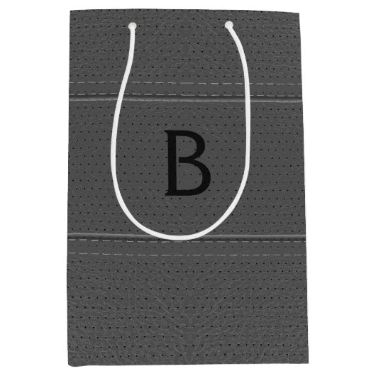 Grijs kunstleder medium cadeauzakje (Voorkant)