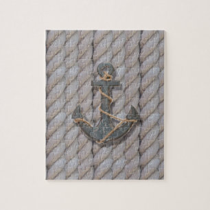 grijs kuststrand touw nautisch anker legpuzzel