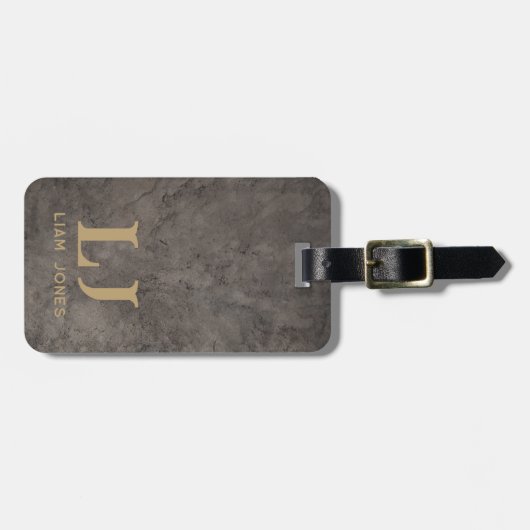 Grijs Leder Monogram Mannelijk  Bagagelabel (Voorkant horizontaal)