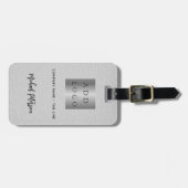 Grijs lederen bedrijfsnaam logo bagagelabel (Voorkant horizontaal)