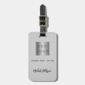 Grijs lederen bedrijfsnaam logo bagagelabel (Voorkant verticaal)
