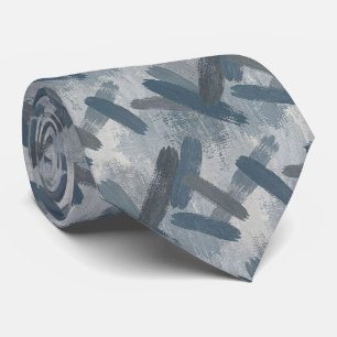 Grijs Leisteenblauw Abstracte Kwaststreken Oceankl Stropdas