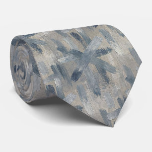 Grijs Leisteenblauw Abstracte Kwaststreken Stropdas