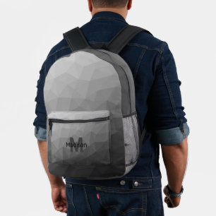 Grijs licht geometrisch mesh patroon Monogram Bedrukte Rugzak