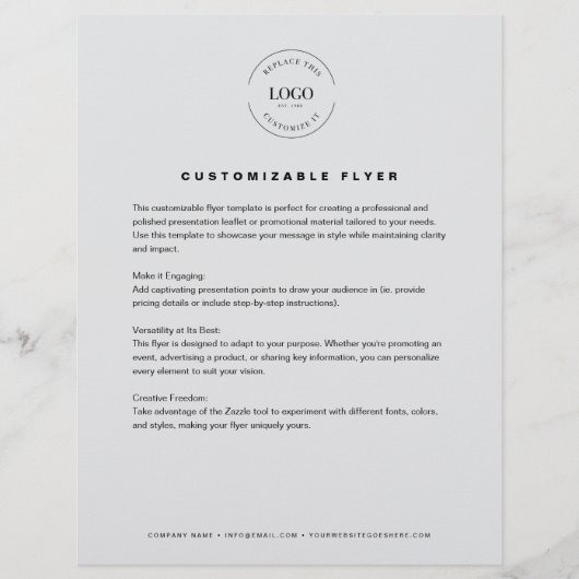 Grijs  logo tekst contact info business flyer (Voorkant)