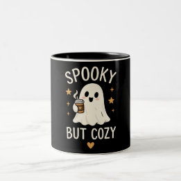 Grijs maar gezellig lief spook Halloween herfst on Tweekleurige Koffiemok