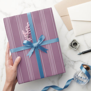 Grijs Magenta & Lichtgrijs Magenta Strepen Cadeaupapier