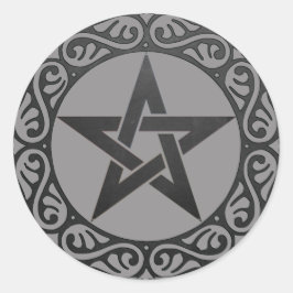 Grijs Magick Zwart Pentakel Witchcraft Ronde Sticker