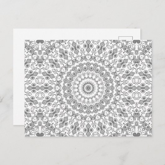 Grijs Mandala geometrisch patroon Briefkaart (Voorkant / Achterkant)