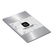 Grijs Marmer en Metallic Zilver Textuur Notitieboek (Rechterzijde)