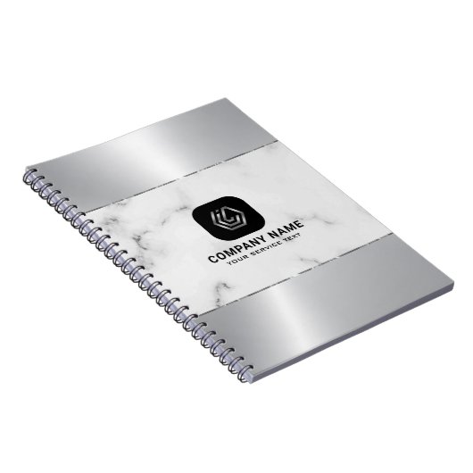 Grijs Marmer en Metallic Zilver Textuur Notitieboek (Rechterzijde)