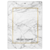 Grijs Marmeren Steen Textuur Gouden Rand Klembord (Achterkant)