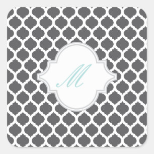 Grijs Marokkaans Patroon met Monogram Stickers