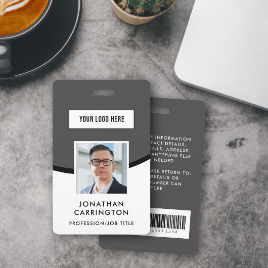 Grijs Medewerker ID Logo Photo Barcode Badge
