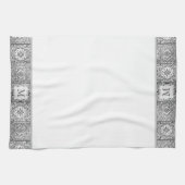 Grijs Mediterraan Tegel Persoonlijk Custom Monogra Theedoek (Horizontaal)