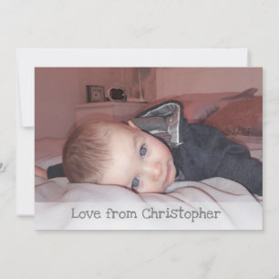 Grijs met foto en naam bedankkaart