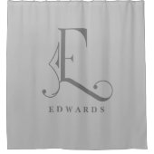 Grijs met legant monogram E Aangepast Douchegordijn (Voorkant)