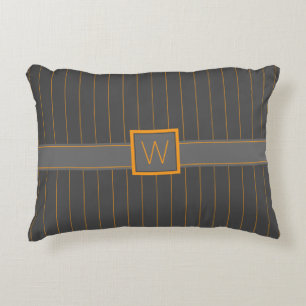 Grijs met Oranje Pinstripes Accent Pillow Accent Kussen