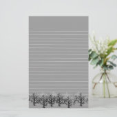 Grijs met rand dode bomen briefpapier (Staand voorkant)