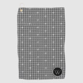 Grijs met Silver Accent Houndstooth Golf Towel Golfhanddoek (Voorkant)